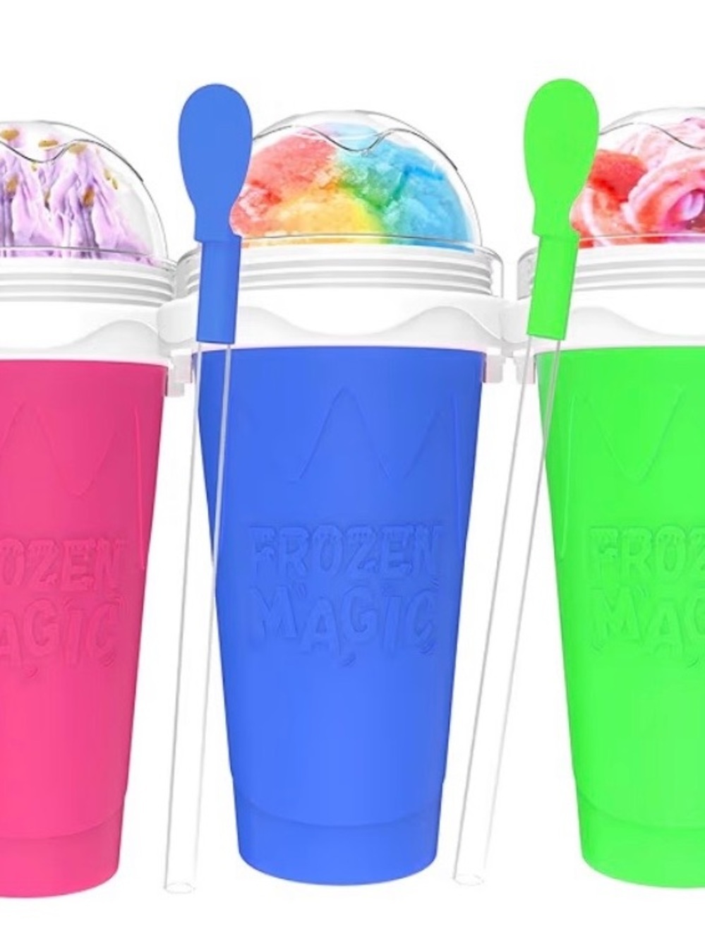NEW 3-Pack Slushie Maker Cups – Quick-Freeze Squeeze Cups with Lids & Straws